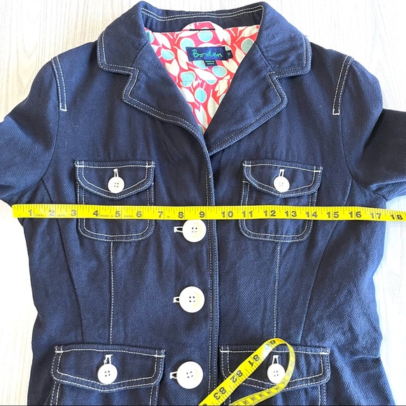 LIKE NEW! BODEN | Cotton Navy Blazer White Stitching Size 10 - Picture 5 of 8